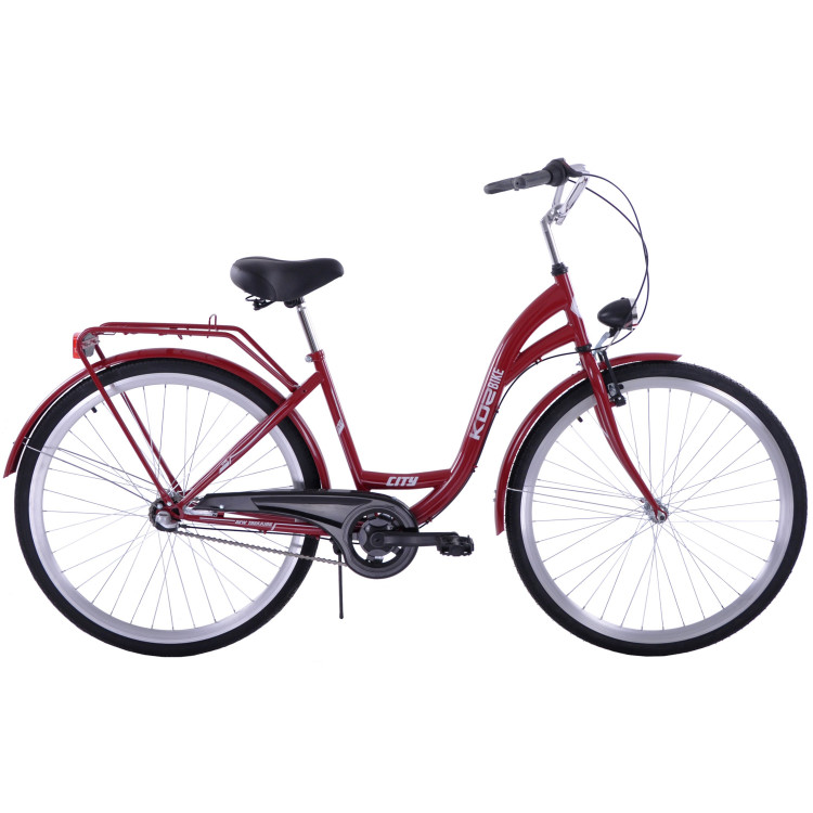 Mestský bicykel 28" Kozbike K47 3 prevodový Bordový, čierne kolesá